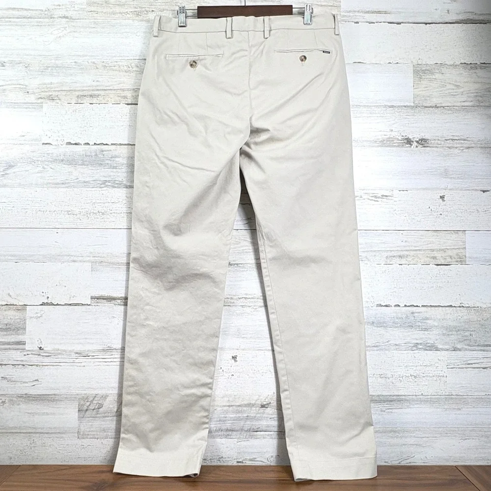 Polo Ralph Lauren Mens Stretch Straight Fit Chino Pants Khaki Tan 34x32.5‎